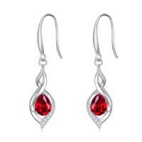 wholesale Birthstone Earrings For Women 925 Sterling Silver Infinity Love Jewelry Birthday Christmas Gifts For Women Mom Wife Girlfriend -color_name:07-July-Ruby