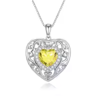 TOUPOP Sterling Silver 12 Birthstone Celtic Heart Necklace Birthday Anniversary Christmas Gifts-color_name:11-Nov-Citrine