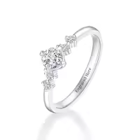 TOUPOP 925 Sterling Silver Moissanite Round Cut D Color Vvs1 Engagement Ring-style_name:C Moissanite