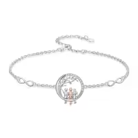 TOUPOP Sterling Silver Heart Bracelet with Stone Gifts For Sister-style_name:Round 3 Sisters