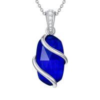 wholesale Necklace For Women 925 Sterling Silver Dainty Gemstone Pendant Fine Jewelry Birthday Christmas Gifts For Women Her -color_name:A-Sapphire-September