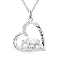 wholesale Mama Bear Necklace 925 Sterling Silver Mom Necklace Mother Daughter Pendant Mom Jewelry Christmas Gifts For Women -style_name:Mama Bear -2 Cubs