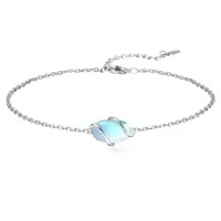 TOUPOP 925 Sterling Silver Gemstone Dainty Ankle Bracelet-color_name:Moonstone
