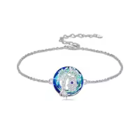 TOUPOP Sterling Silver Blue Crystal Evil Eye Hamsa Tree Of Life Bracelet-style_name:Hamsa Hand
