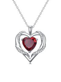 wholesale TOUPOP Birthday Gift For Mom Heart Necklace For Women 925 Sterling Silver Birthstone Necklace Jewelry Gift For Women Wife Her Girlfriend Sister -style_name:January