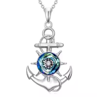 TOUPOP Sterling Silver Crystal Ocean Necklace Beach Jewelry Gift-style_name:Anchor