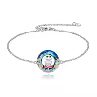 TOUPOP Sterling Silver Crystal Frog Bracelet Women's Birthday Christmas Jewelry Gift-style_name:Frog-Blue Circle Crystal