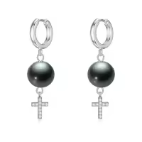 TOUPOP Sterling Silver Black Freshwater Pearl Pendant & Earrings Set-style_name:Freshwater Pearl02