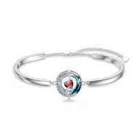 TOUPOP Sterling Silver Blue Crystal Moon Star Bangle Bracelet-color_name:01-Garnet-Jan.