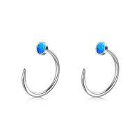 wholesale TOUPOP Sterling Silver Created Opal Ear Half Cuff Threader Huggie Hoop Earrings S925 Cz Dainty Jewelry Gifts For Women -color_name:2-Blue Opal / Silver