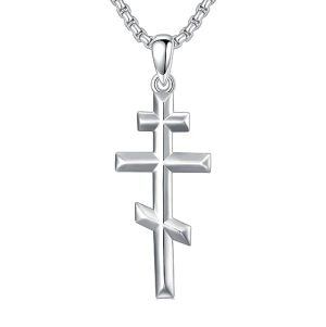 F02-Beveled Orthodox Cross Necklace