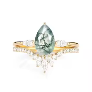 C Moss Agate Gold Ring
