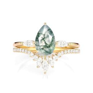 C Moss Agate Gold Ring