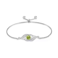 TOUPOP 925 Sterling Silver Birthstone Infinity Bracelet Dainty Fine Jewelry-color_name:08-Aug.-Peridot