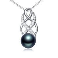 wholesale Black Pearl Celtic Necklace Sterling Silver Black Freshwater Pearl Celtic Knot Pendant Necklace Anniversary Jewelry Christmas Birthday Gifts For Women Mom Wife Her -style_name:Celtic 1