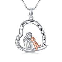 wholesale TOUPOP Heart Annimal Necklaces Sterling Silver Dog/horse/owl Necklace For Women Anniversary Birthday Christmas Gift For Sister Girlfriend Wife Mom -style_name:Dog A