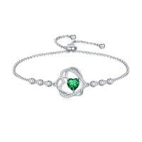 wholesale TOUPOP Heart Birthstone Bracelet 925 Sterling Silver Double Heart Bracelet Love You For Always And Forever Jewelry Anniversary Birthday Christmas Gifts For Women Wife Her -color_name:05-May-Emerald