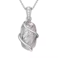 TOUPOP Sterling Silver Gemstone Pendant Fine Jewelry Gift for Women-color_name:A-Black Rutilated Quartz