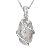 wholesale Necklace For Women 925 Sterling Silver Dainty Gemstone Pendant Fine Jewelry Birthday Christmas Gifts For Women Her -color_name:A-Black Rutilated Quartz