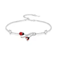 TOUPOP Sterling Silver Insect Bracelet with Stones-style_name:Ladybug