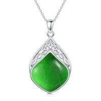 wholesale TOUPOP Gemstone Teardrop Necklace For Women 925 Sterling Silver Celtic Knot Pendant Irish Jewelry Anniversary Birthday Christmas Xmas Gifts For Her -style_name:Emerald