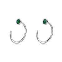 wholesale TOUPOP Sterling Silver Created Opal Ear Half Cuff Threader Huggie Hoop Earrings S925 Cz Dainty Jewelry Gifts For Women -color_name:2-Green Opal / Silver
