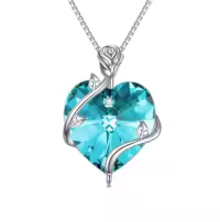 TOUPOP Sterling Silver Crystal Heart Flower Pendant Necklace-color_name:03-March