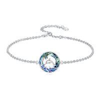 wholesale TOUPOP Sea Turtle Bracelet Anklet 925 Sterling Silver Beach Palm Tree Bracelet Summer Crystal Sea Turtle Jewelry Christmas Gifts For Women Her -style_name:Dolphin Bracelet 7"-9"