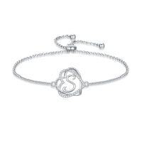 wholesale TOUPOP Gifts For Women Heart Initial Bracelet 925 Sterling Silver Double Heart Bracelet Birthday Jewelry Birthday Christmas Gifts For Her Wife Girlfriend -style_name:Initial S