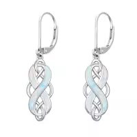 TOUPOP Sterling Silver Opal Celtic Knot Dangle Earrings Irish Jewelry Christmas Gifts-color_name:2-White Gold Celtic Kont