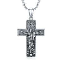 wholesale Vintage Cross Necklace For Men Gothic Cross Pendant Necklace Goth Necklace Punk Hip Pop Religious Necklace Christmas Gift For Him -color_name:Cross Jesus Necklace