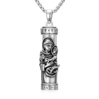TOUPOP Sterling Silver Four Way Cross St Michael St Christopher St Benedict St Joseph St Francis Pendant Necklace-style_name:5-St Anthony Urn