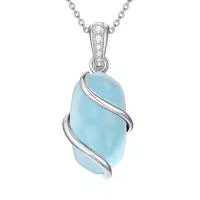 TOUPOP Sterling Silver Gemstone Pendant Fine Jewelry Gift for Women-color_name:A-Aquamarine-March