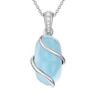 wholesale Necklace For Women 925 Sterling Silver Dainty Gemstone Pendant Fine Jewelry Birthday Christmas Gifts For Women Her -color_name:A-Aquamarine-March