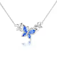 TOUPOP Sterling Silver Butterfly Choker Necklace with Birthstone Pendant-style_name:9-September-Sapphire