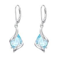 wholesale Birthstone Earrings For Women 925 Sterling Silver Teardrop Dangle Earrings Fine Jewelry Birthday Christmas Gifts For Women Her Wife Girlfriend -color_name:03-March-Aquamarine