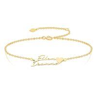 TOUPOP 14K Gold Zircon Personalized Name Bracelet Anklet For Women-style_name:B-Custom Two Name