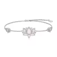 TOUPOP Sterling Silver Opal Butterfly Bracelet Anklet Jewelry Gifts-style_name:4-Lotus