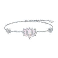wholesale TOUPOP Sterling Silver Butterfly Bracelet Anklet Created Opal Butterfly Jewelry Gifts For Women Birthday Christmas Day Gifts -style_name:4-Lotus