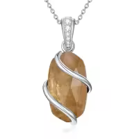 TOUPOP Sterling Silver Gemstone Pendant Fine Jewelry Gift for Women-color_name:A-Citrine-November