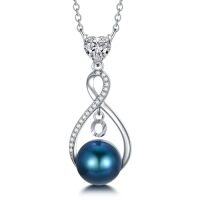 wholesale Black Pearl Infinity Necklace Sterling Silver Black Freshwater Peartl A-z Initial Pendant Necklace Infinity Letter Jewelry Christmas Birthday Gifts For Women Her Mom -style_name:Letter O
