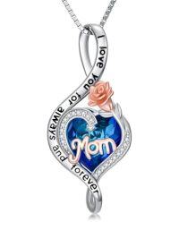 wholesale Christmas Gifts For Mom S925 Sterling Silver Birthstone Pendant I Love You Forever Mom Jewelry Gifts For Women,18+2 Inch -style_name:I love you mom