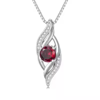 TOUPOP Sterling Silver Birthstone Infinity Necklace Women's Love Jewelry Gift-color_name:01-January-Garnet
