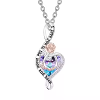 TOUPOP Sterling Silver & Crystal Rose Heart Necklace, I Love You To The Moon And Back-style_name:Grandma Necklace With Purple Heart Crystal