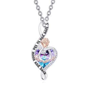 Grandma Necklace With Purple Heart Crystal