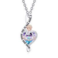 wholesale TOUPOP Gifts For Mom Grandma Nana Wife Daughter 925 Sterling Silver Rose Flower Love Heart Necklaces I Love You To The Moon And Back Gifts For Women -style_name:Grandma Necklace With Purple Heart Crystal