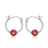 TOUPOP Sterling Silver Softball Golf Volleyball Soccer Football Basketball Hoop Earrings Sports Jewelry-style_name:F-Basketball