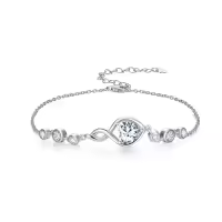 TOUPOP Sterling Silver Infinity Birthstone Bracelet Heart Link Fine Jewelry Gift-color_name:04-April-Synthetic Diamond