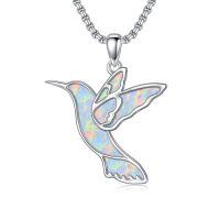 wholesale Opal Turquoise Animal Necklace 925 Sterling Silver Hummingbird Horse Bird Phoenix Wolf Butterfly Dragonfly Opal Jewelry Christmas Gifts For Women Men -style_name:Hummingbird-opal