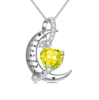 TOUPOP Sterling Silver Birthstone Heart Necklace I Love You To The Moon And Back-color_name:11-November-Citrine